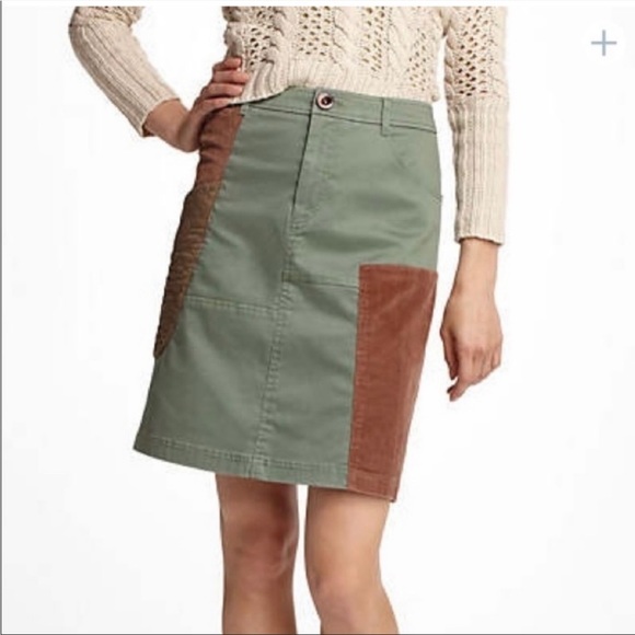 Anthropologie Meadow Rue size 2 Patchwork Skirt Olive Green/Brown - Picture 1 of 14